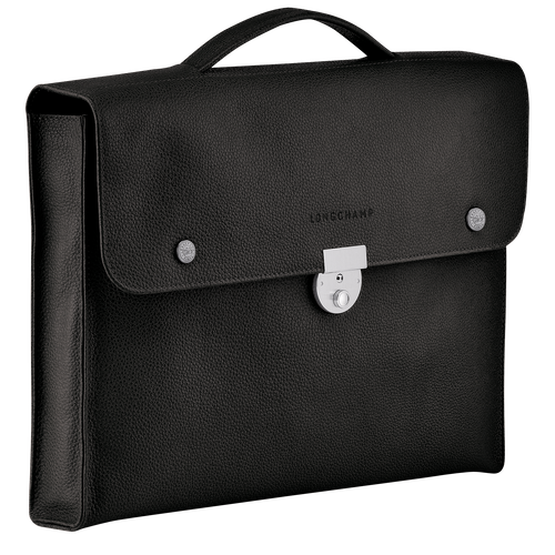 Le Foulonné S Briefcase , Black - Leather - View 3 of  5