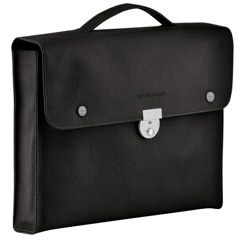 Le Foulonn S Briefcase Black Leather Longchamp US