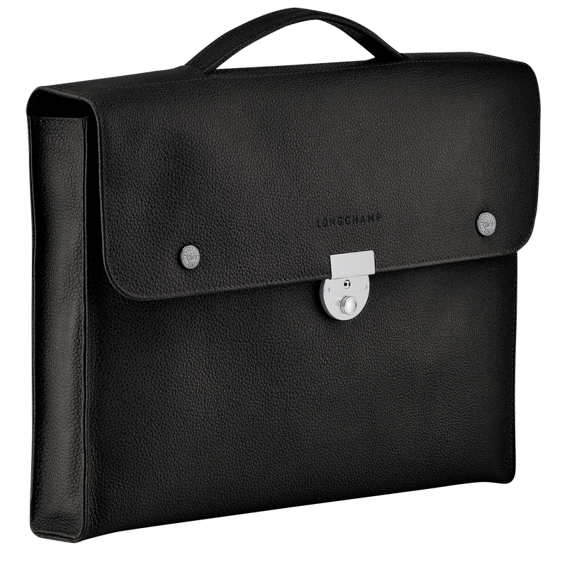 Le Foulonné S Briefcase , Black - Leather  - View 3 of  5