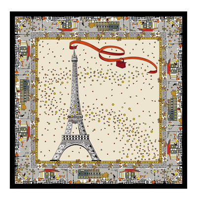 Le Pliage 在巴黎 絲質圍巾, 亞麻色