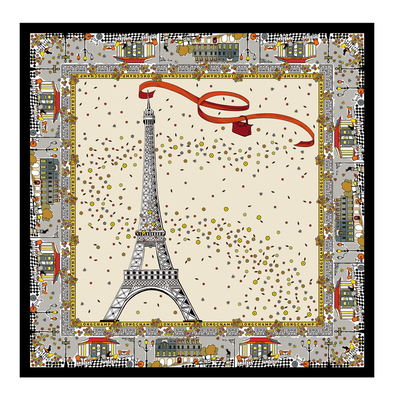 Seidenschal Le Pliage in Paris , Seide - Ecru  - Ansicht 1 von 2