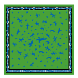 Longchamp 80's Silk scarf 50 , Lawn/Cobalt - OTHER