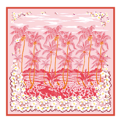 Carré de soie 90 Fleurs Hawaïennes , Soie - Sienne
