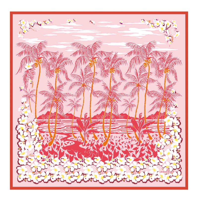 Carré de soie 90 Fleurs Hawaïennes , Soie - Sienne  - Vue 1 de 2