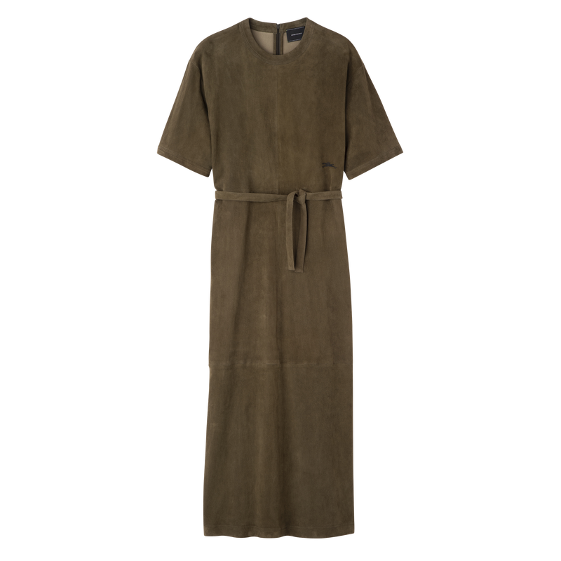 Vestido comprido em couro , Pele - Caqui  - Vista 1 de  5