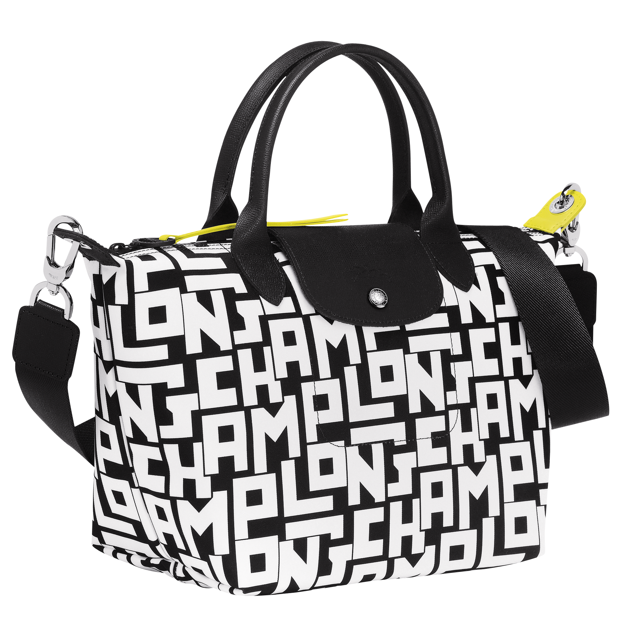 Longchamp Ladies Le Pliage Clutch In Black/white