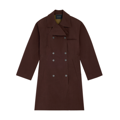 Trench coat , Mocha - Water-repellent technical canvas