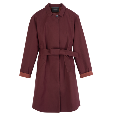 Trench coat , Burgundy - Water-repellent technical canvas