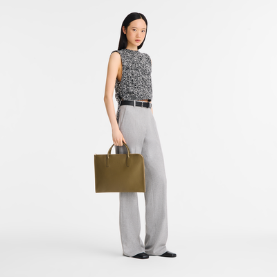Le Foulonné S Briefcase , Caper - Leather