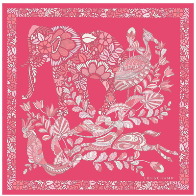 Forêt Longchamp Silk scarf 50, Pink