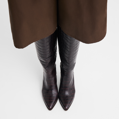 Elan Heel boots , Mocha - Leather