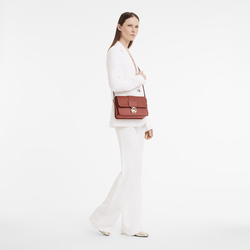 Sac bandoulière M Box-Trot , Cuir - Acajou