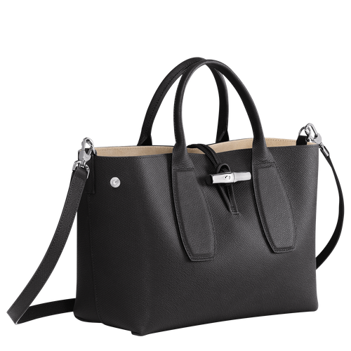 Longchamp Medium Roseau Leather Tote Black