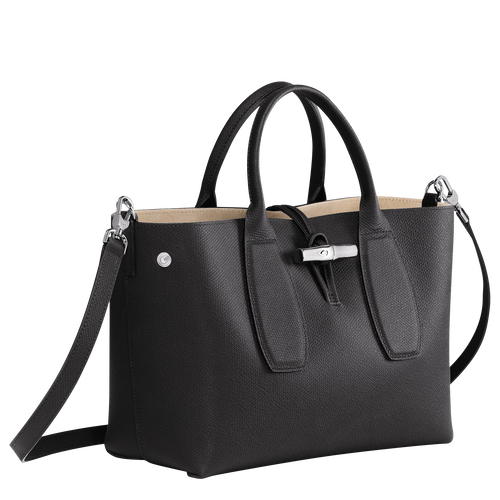 Longchamp Ladies Roseau Leather Shoulder Bag in Black