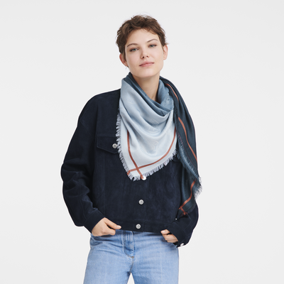 The gradient-effect Jacquard Medal Stole, Navy