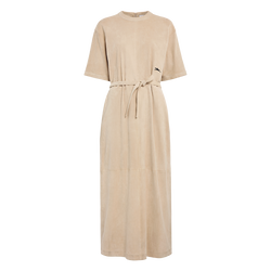 Vestido comprido em couro , Pele - Linho