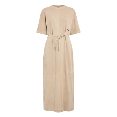 Leather long dress , Linen - Leather