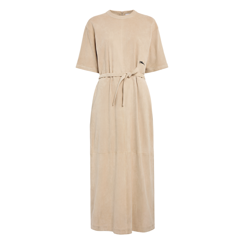 Vestido largo de piel , Cuero - Beige  - Vista 1 de 4