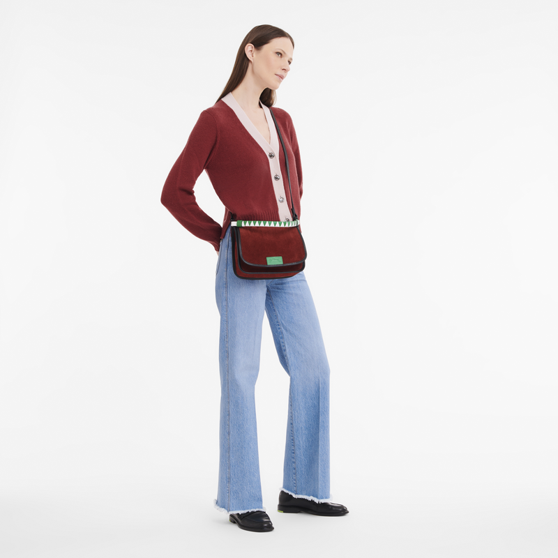 Le Foulonné M Crossbody bag , Mahogany - Leather  - View 2 of  4
