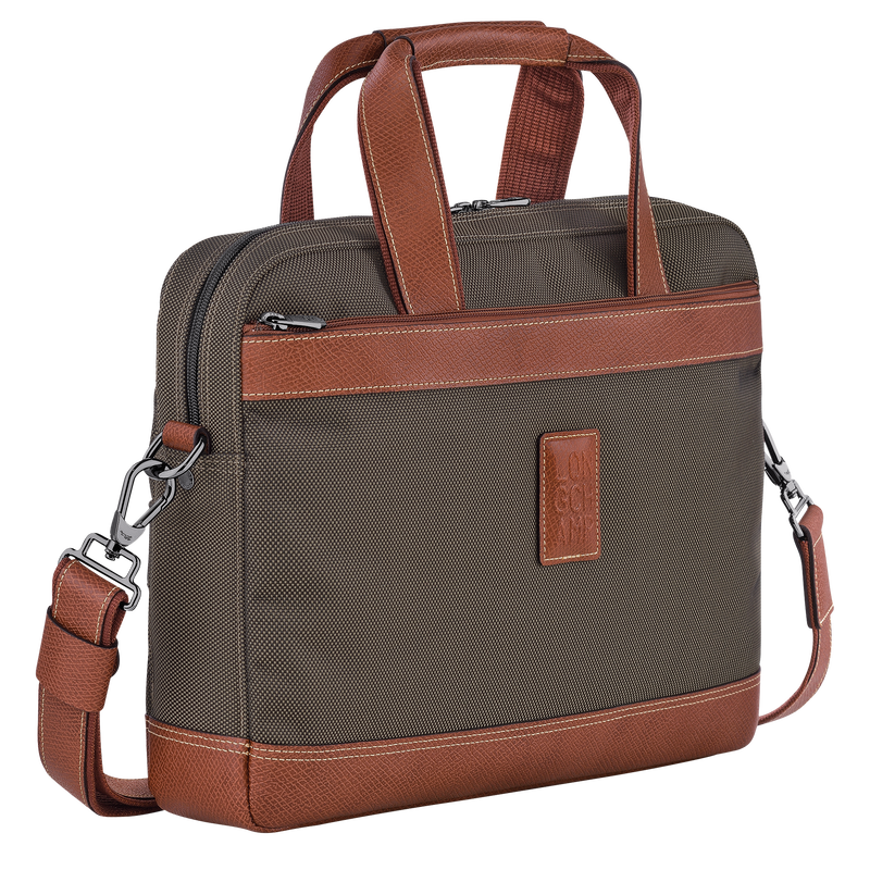Boxford S Briefcase , Brown - Recycled canvas  - View 3 of  5