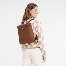 Le Pliage Green Rugzak M , Cognac - Gerecycled canvas