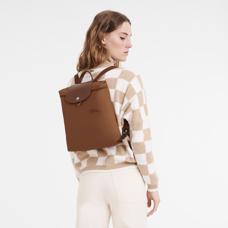 Le Pliage Green M Backpack , Cognac - Recycled canvas  - View 2 of 5