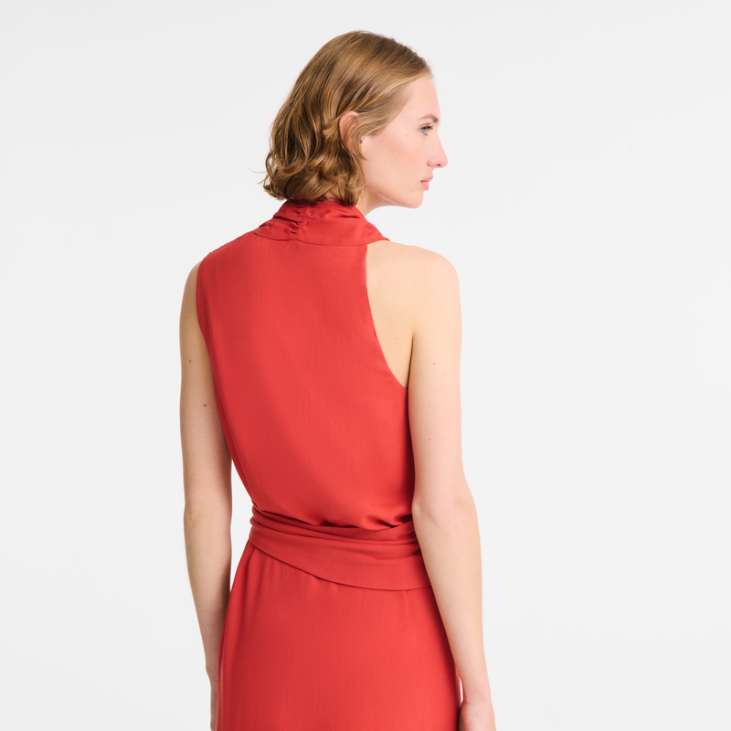 Vestido , Gabardina - Vermelho  - Vista 5 de  5