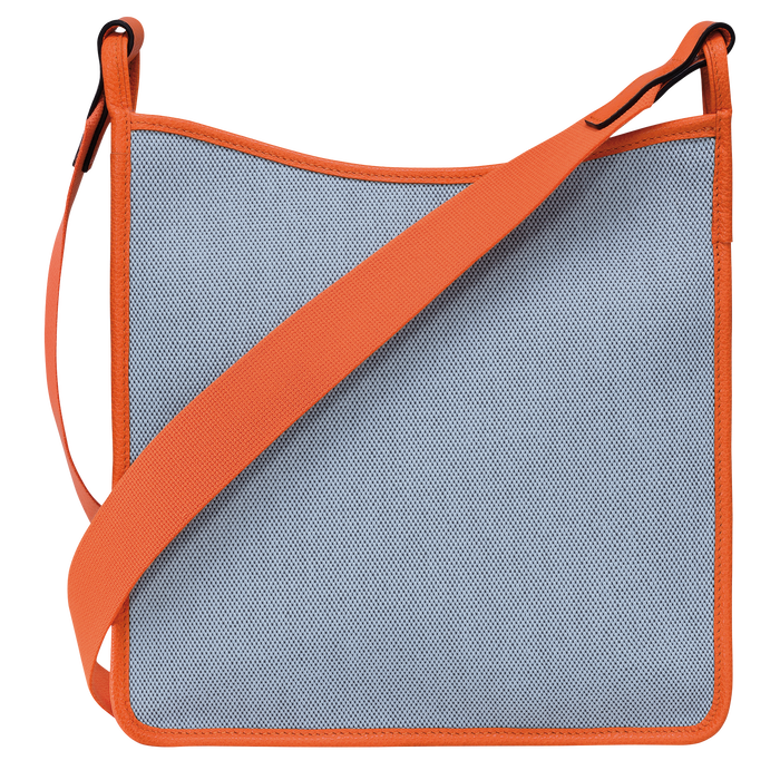 Le Foulonné Zipped crossbody bag L, Blue/Orange