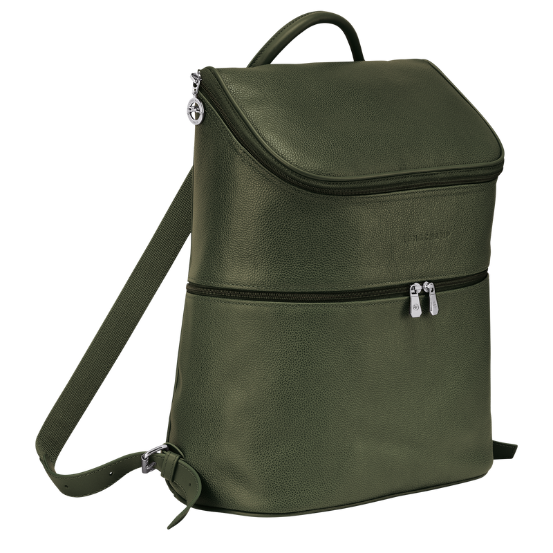 Le Foulonné Backpack , Khaki - Leather  - View 2 of  4