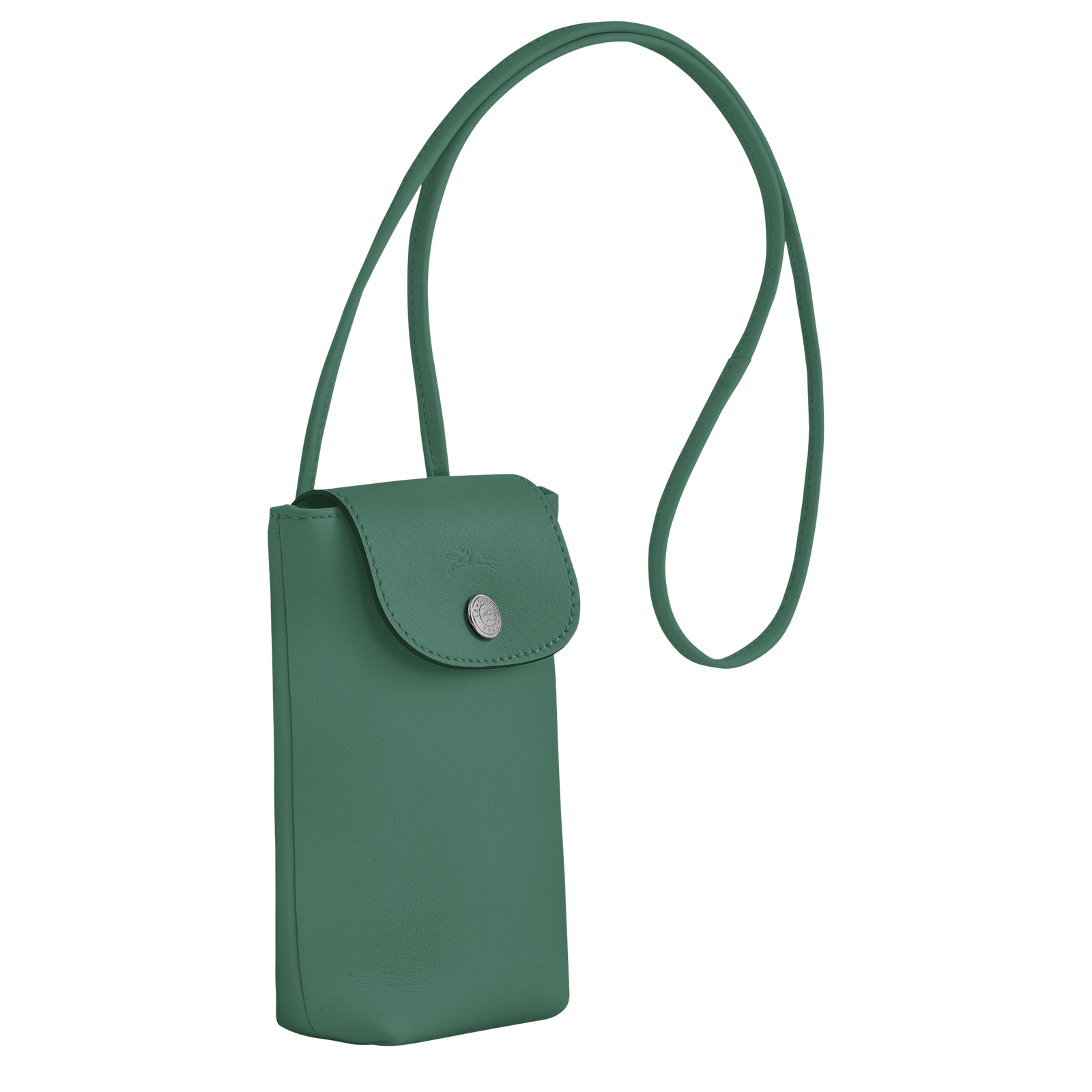 Le Pliage Xtra 裝飾皮革滾邊的手機殼, 鼠尾草綠色