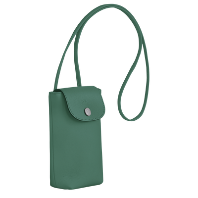 Le Pliage Xtra 裝飾皮革滾邊的手機殼, 鼠尾草綠色