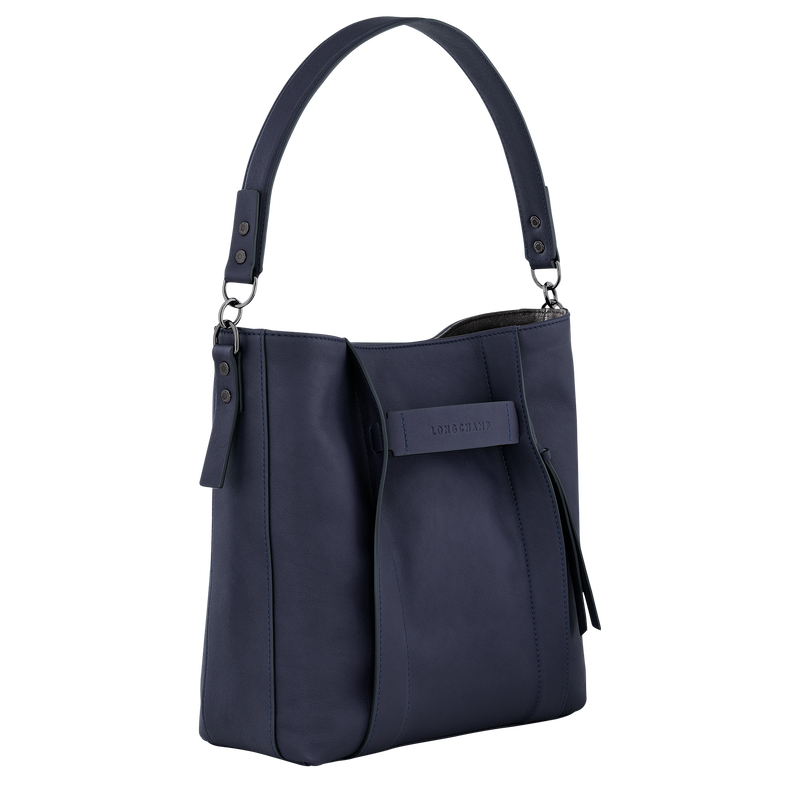 Borsa hobo M Longchamp 3D , Pelle - Mirtillo  - View 3 of  4