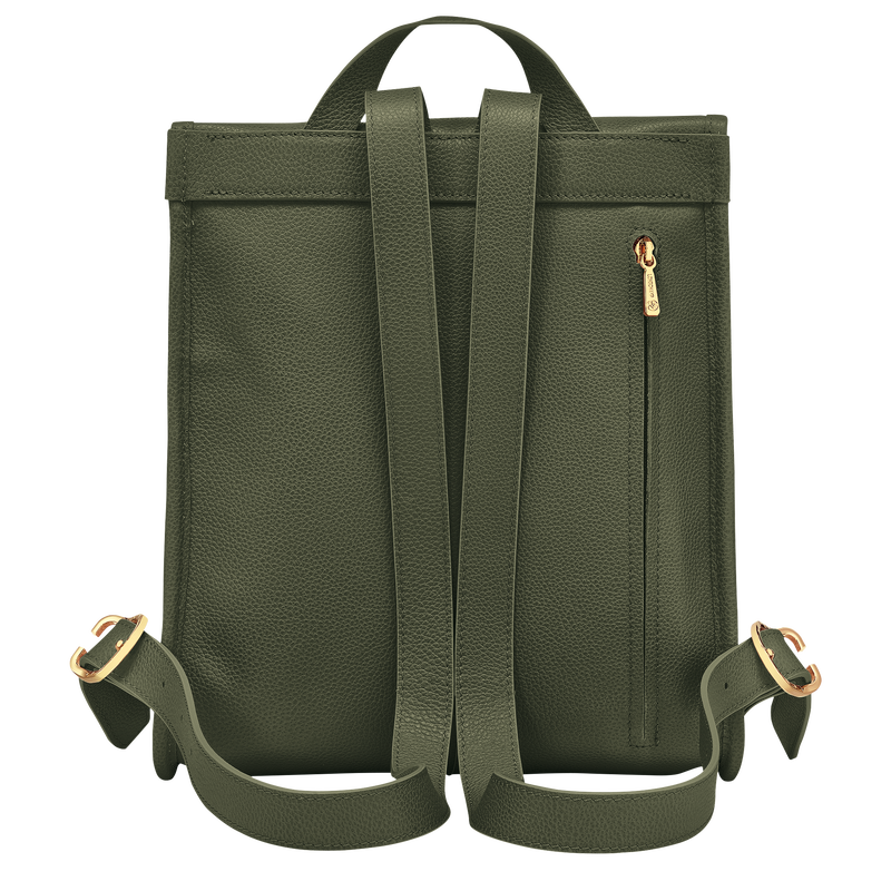 Le Foulonné Backpack , Khaki - Leather  - View 3 of  3