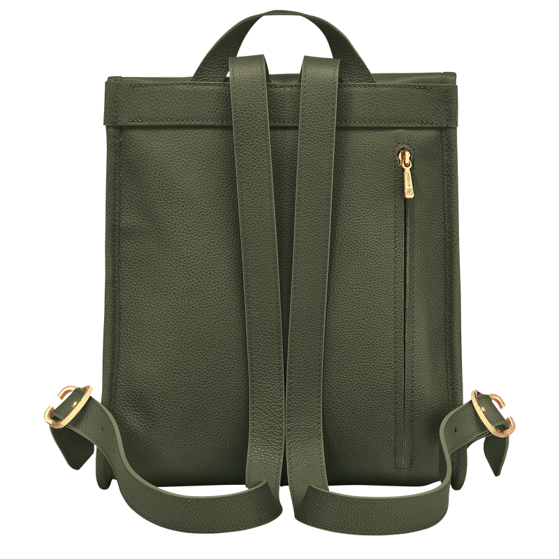 Le Foulonné Backpack , Khaki - Leather  - View 3 of 3