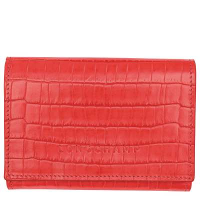 Longchamp Pocket Compact wallet , Vermilion - Leather