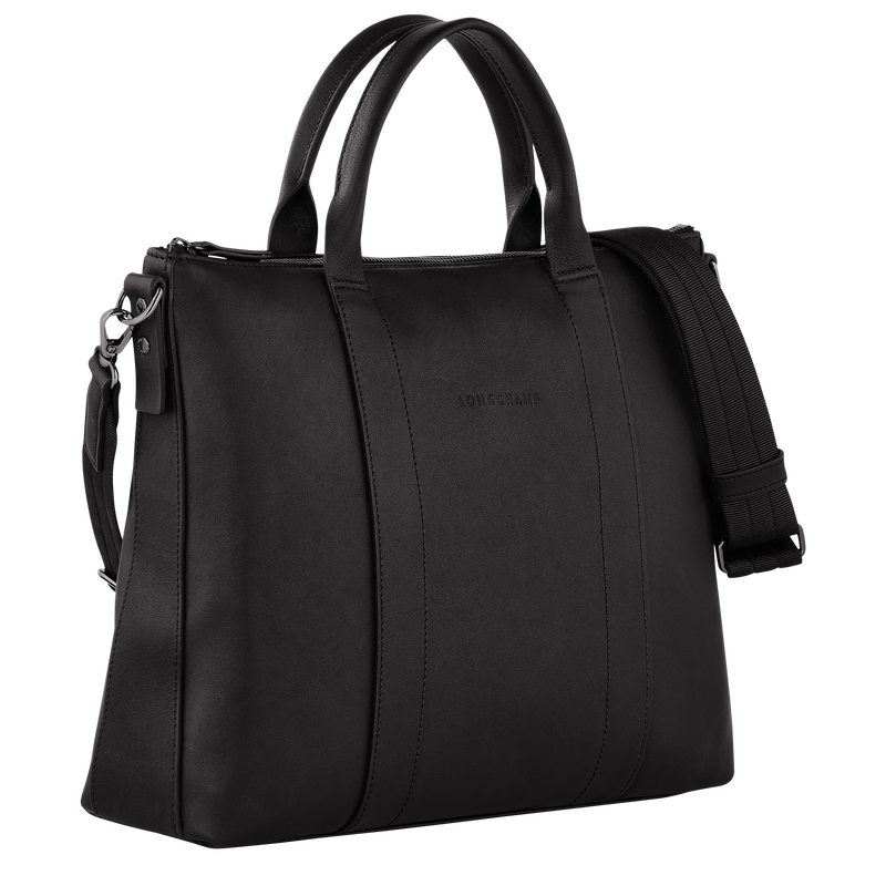 Longchamp 3D 公事包 , 黑色 - 皮革  - 查看 3 5