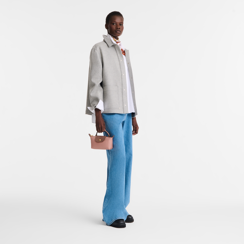 Pochette con manico Le Pliage Original , Tela riciclata - T&egrave; rosa  - View 2 of  6