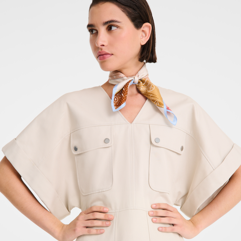 Short dress , Ivory - Double-face gabardine  - View 3 of  4