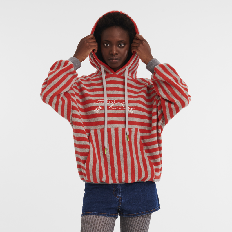 Red and white striped hoodie mens clearance