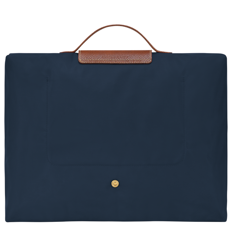 Navy leather top laptop bag