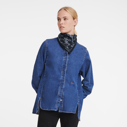 Carré de soie 50 Galop Denim , Soie - Marine