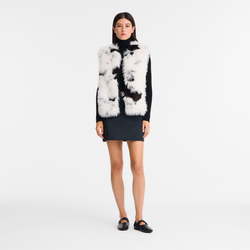 Sleeveless cardigan , Black/White - Faux fur