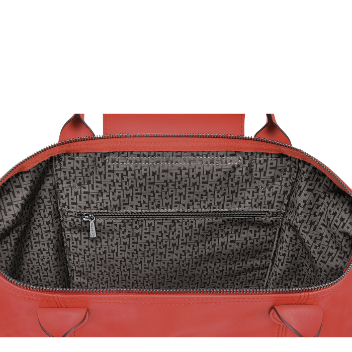 Le Pliage Cuir Top handle bag M, Terracotta