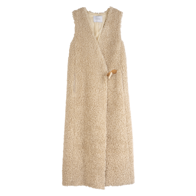 Long cardigan , Ecru - Faux fur  - View 1 of  4