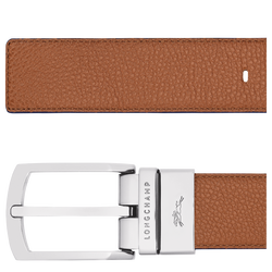 Le Foulonn&eacute; Men's belt , Caramel/Navy - Leather
