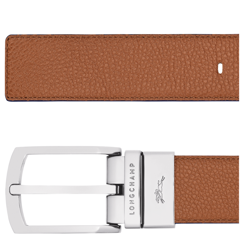 Le Foulonn&eacute; Men's belt , Caramel/Navy - Leather  - View 2 of  2