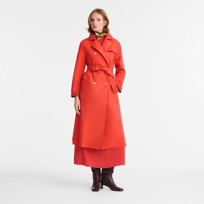 Trench coat , Red - Water-repellent technical canvas