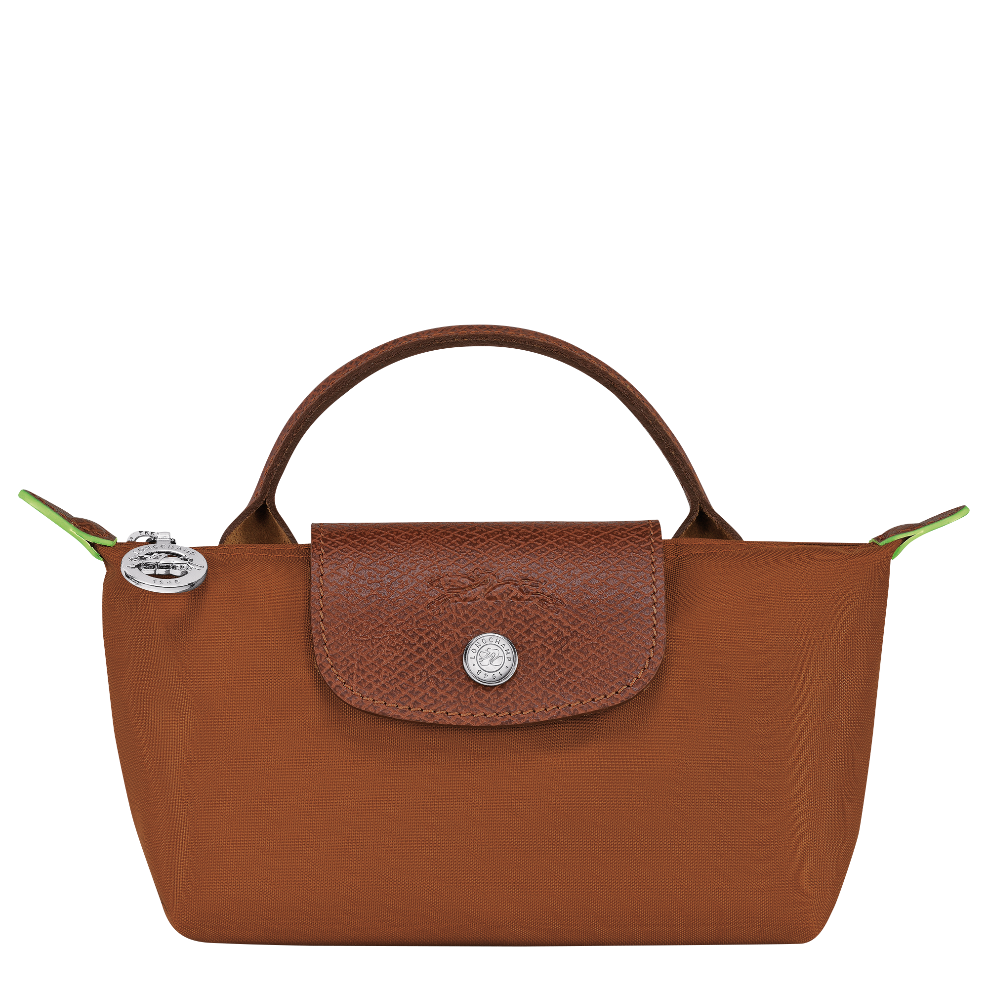 Le Pliage Green Pouch with handle Cognac - Recycled canvas