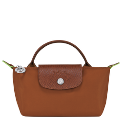 Pochette mit Henkel Le Pliage Green , Recyceltes Canvas - Cognac