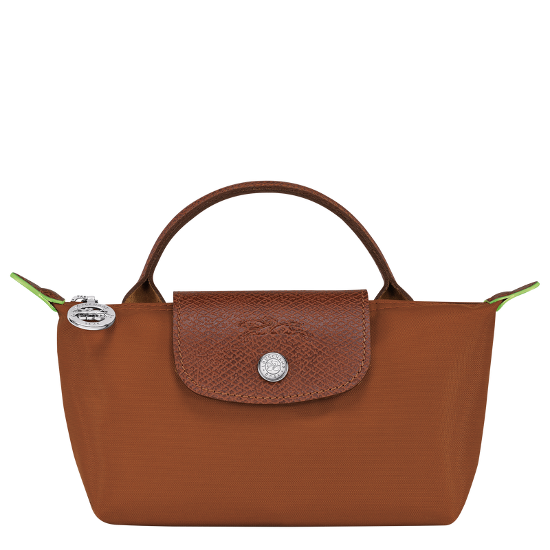 Le Pliage Green Pouch with handle , Cognac - Recycled canvas  - View 1 of  6